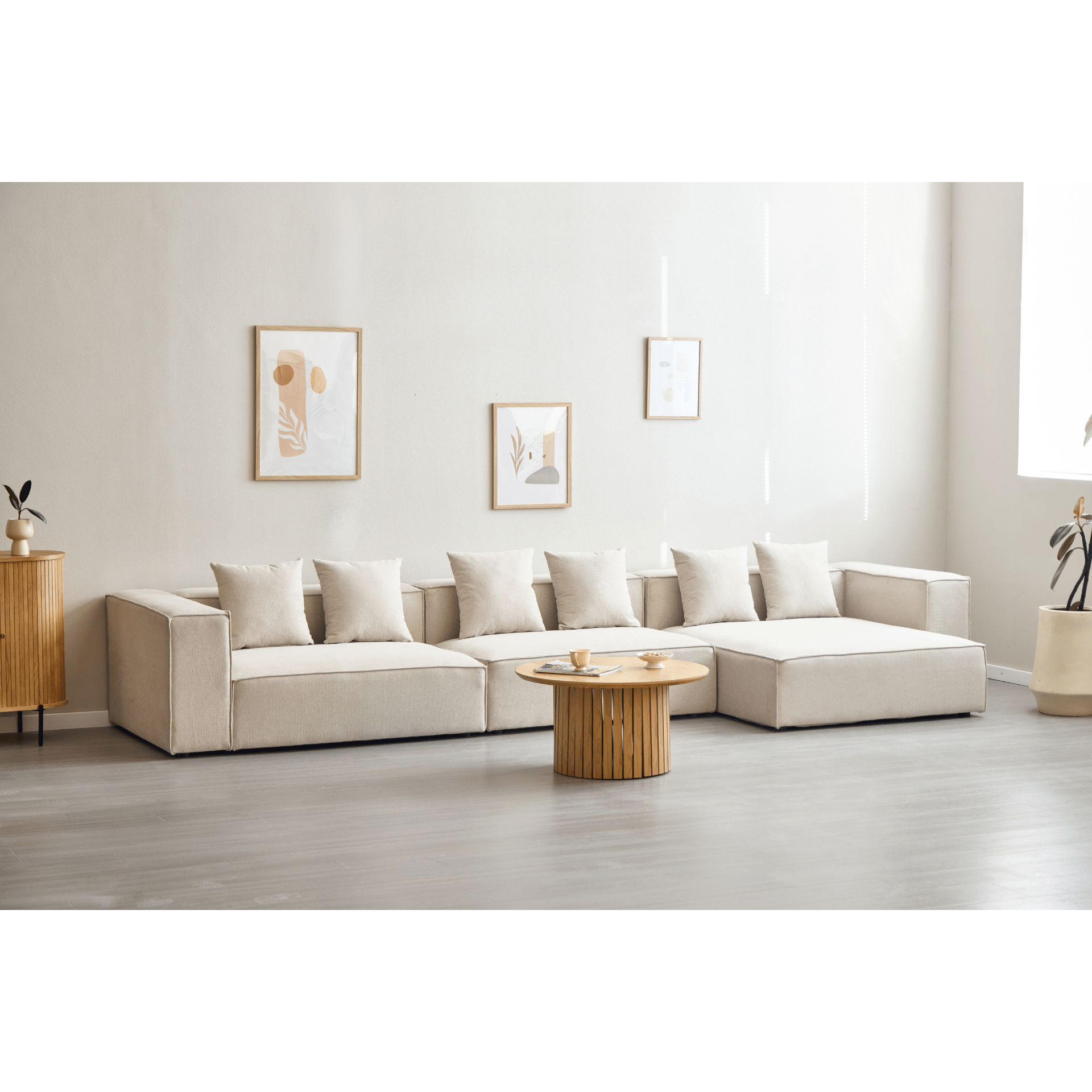 Hailey - Modulaire bank in beige met 3 modules L: 415 X D: 100 X H: 65 ...