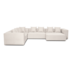 Hailey - Woonruimte, modulaire sofa in beige met 4 elementen - chaise longue, rechts L: 368 X D: 247 X H: 65 cm