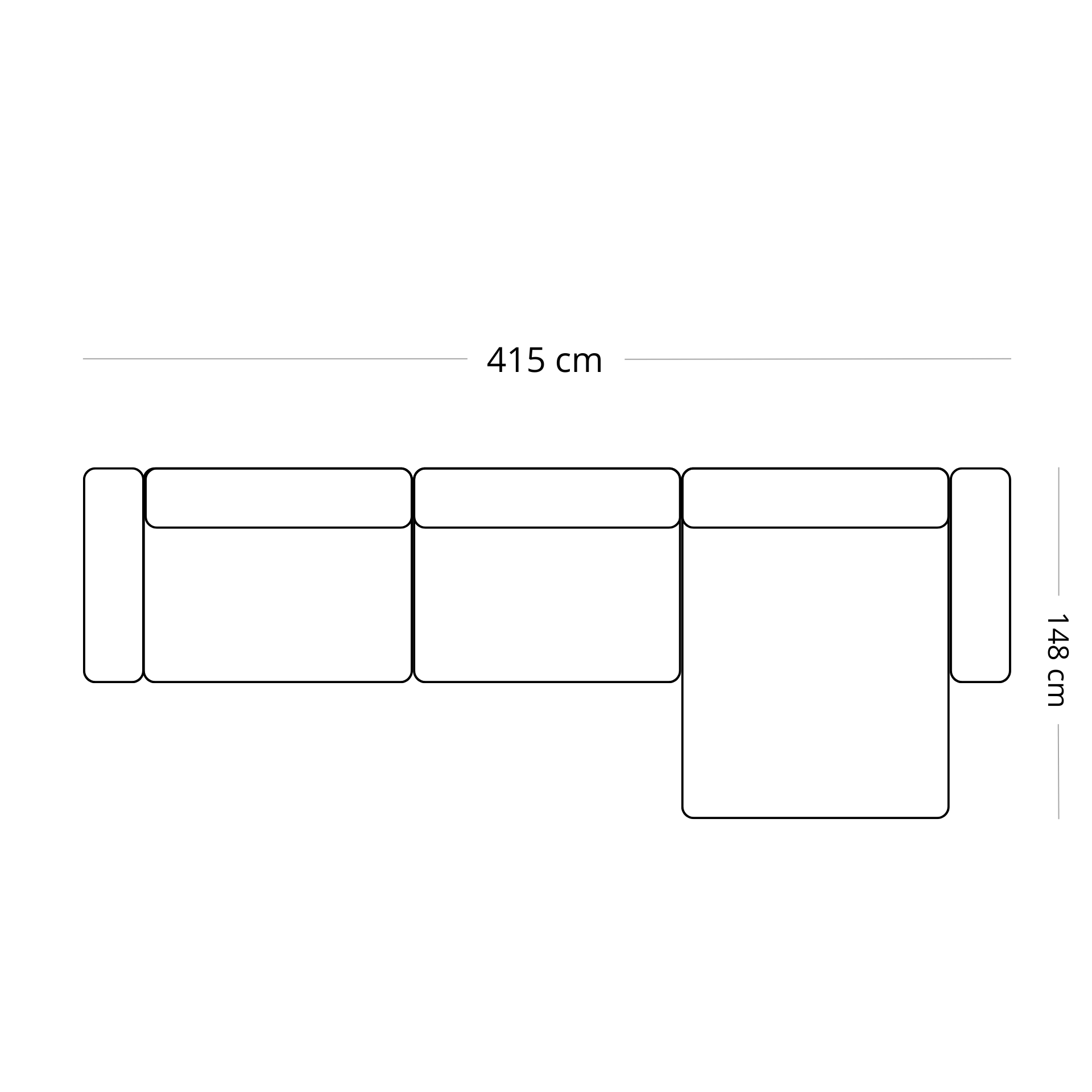 Hailey - Modulaire bank in beige met 3 modules L: 415 X D: 148 X H: 65 ...