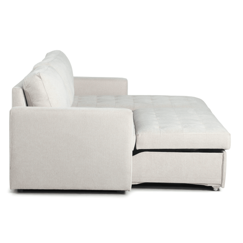 Sinus beige omkeerbare slaapbank met chaise longue en opbergruimte