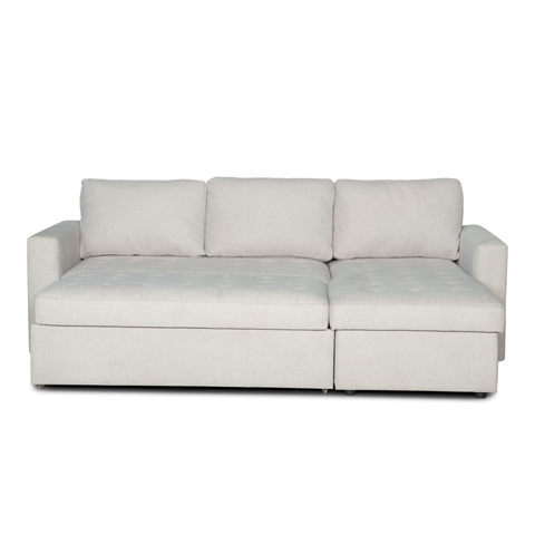 Sinus beige omkeerbare slaapbank met chaise longue en opbergruimte