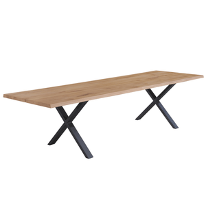 Susan Plankentafel - 300x95 cm - in geolied eiken met kruispoten - (Voorbereid voor aanzetbladen)
