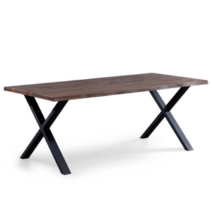 Susan Eettafel - 200 X 95 Cm - Gerookt Eikenhout Met Kruispoten (Voorbereid Voor Extra Bladen)