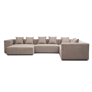 Hailey - U-sofa modulsofa in zand met 4 modules - Linker chaiselong L: 368 x D: 247 x H: 65 cm