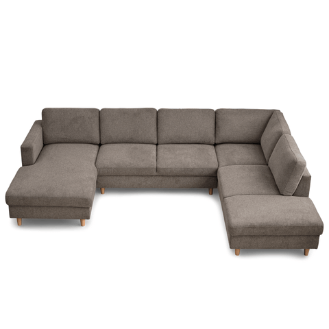 Jennifer linkszijdige U-sofa in zandkleur met chaise longue - L: 300 x D: 208 x H: 82 cm