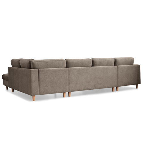 Jennifer linkszijdige U-sofa in zandkleur met chaise longue - L: 300 x D: 208 x H: 82 cm