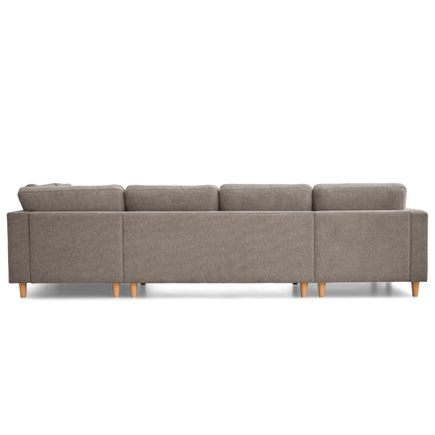 Jennifer linkszijdige U-sofa in zandkleur met chaise longue - L: 300 x D: 208 x H: 82 cm