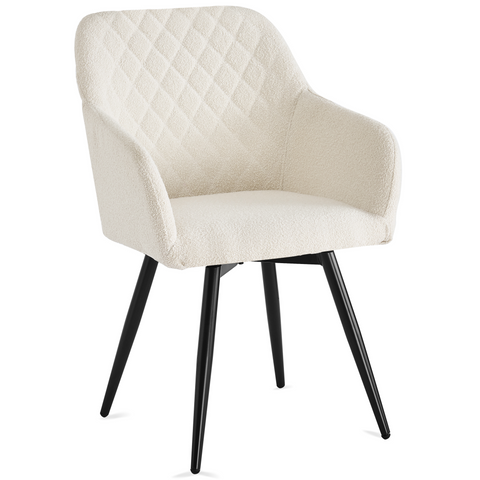 Carlo - Eetkamerstoel Armstoel gestoffeerd met bouclé en armleuningen