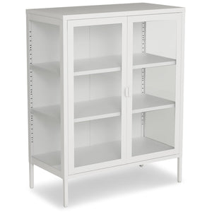 Herman glazen drankkast/vitrinekast - Wit metaal 80x40x105cm