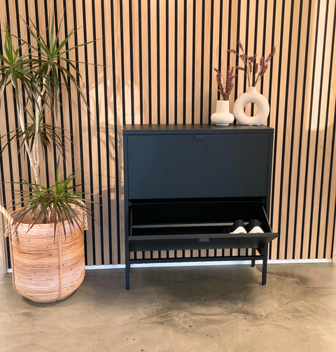 Herman Schoenenkast - Zwart metaal met 2 vakken - 80x26x89cm