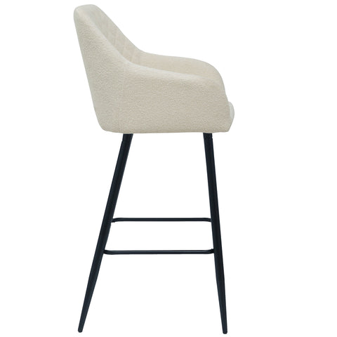 Carlo barkruk - witte bouclé met armleuning 65 cm