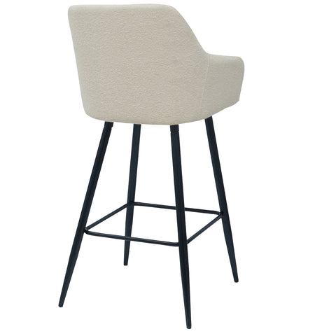 Carlo barkruk - witte bouclé met armleuning 65 cm