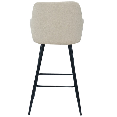 Carlo barkruk - witte bouclé met armleuning 65 cm