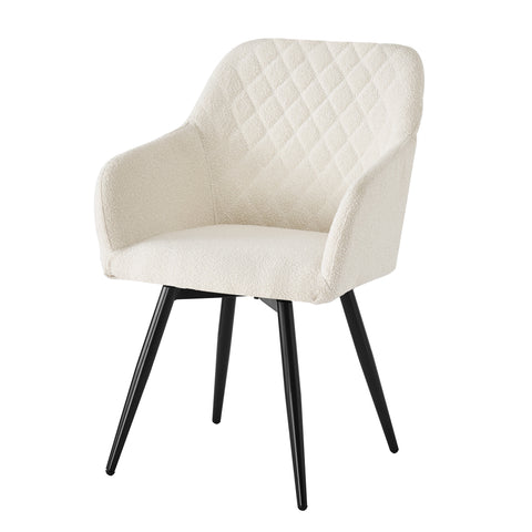 Carlo - Eetkamerstoel Armstoel gestoffeerd met bouclé en armleuningen