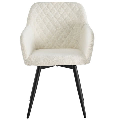 Carlo - Eetkamerstoel Armstoel gestoffeerd met bouclé en armleuningen