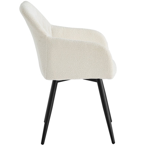 Carlo - Eetkamerstoel Armstoel gestoffeerd met bouclé en armleuningen