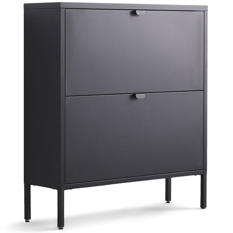 Herman Schoenenkast - Zwart metaal met 2 vakken - 80x26x89cm