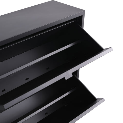 Herman Schoenenkast - Zwart metaal met 2 vakken - 80x26x89cm