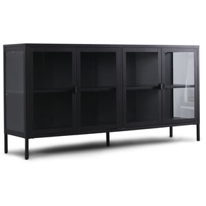 Herman Vitrinekast - Zwart metaal/glas - 170x40x85cm