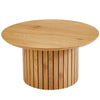 Milas ronde lamellen salontafel - Ø80 cm - Natuurlijk eiken met kolompoot